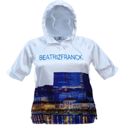 Blouse à capuche blanc & bleu Cityprint