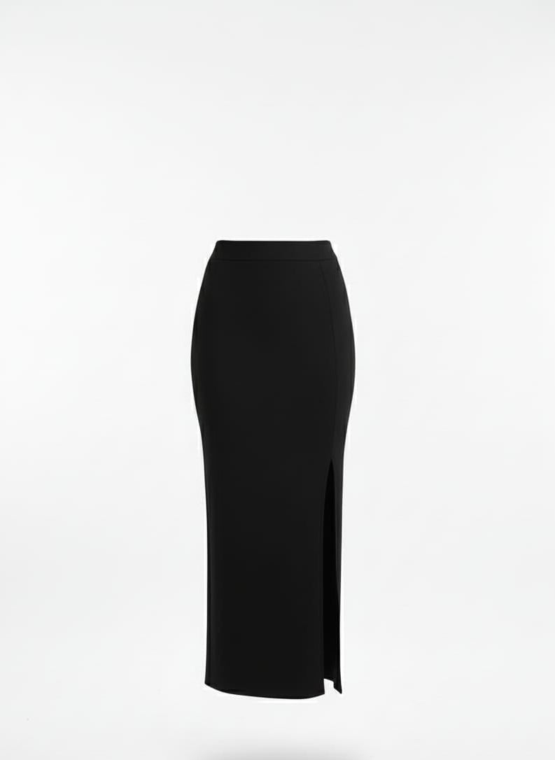 Crop top with logo and black skirt