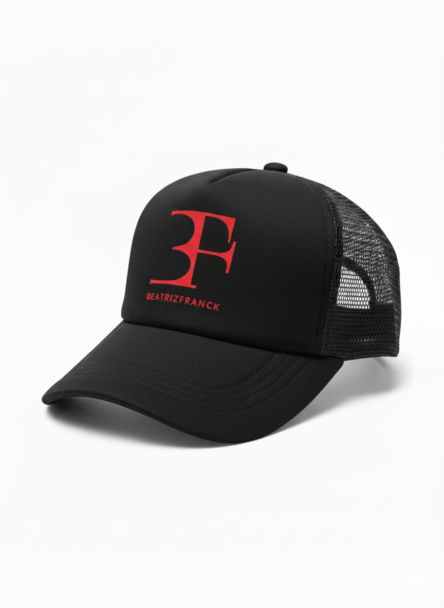 Black cap with logo red