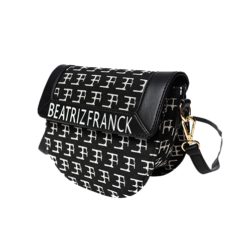 Bolsa Rosa Preto Logo Branco