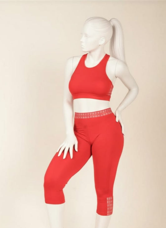 Tracksuit - Leotard and red top with white logo