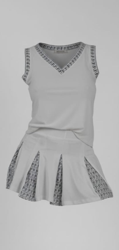 Tracksuit - skirt with white top with black logo