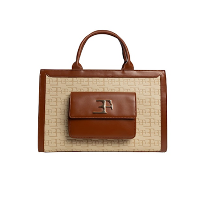 Cabinda Handbag Beige Logo and Brown