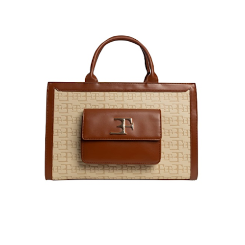 Cabinda Handbag Beige Logo & Brown