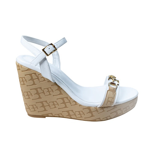 Sandals  Beige and White with gold bukcle