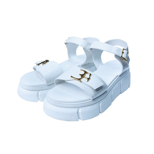 Sandals White with gold bukcle