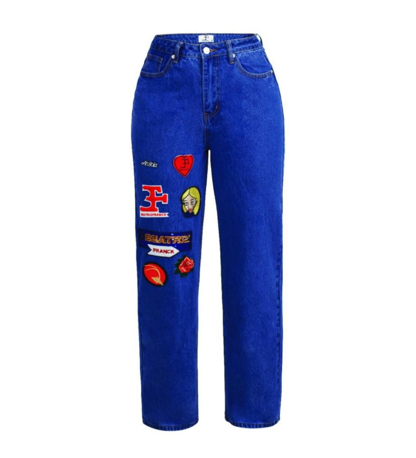 Wide-leg denim pants