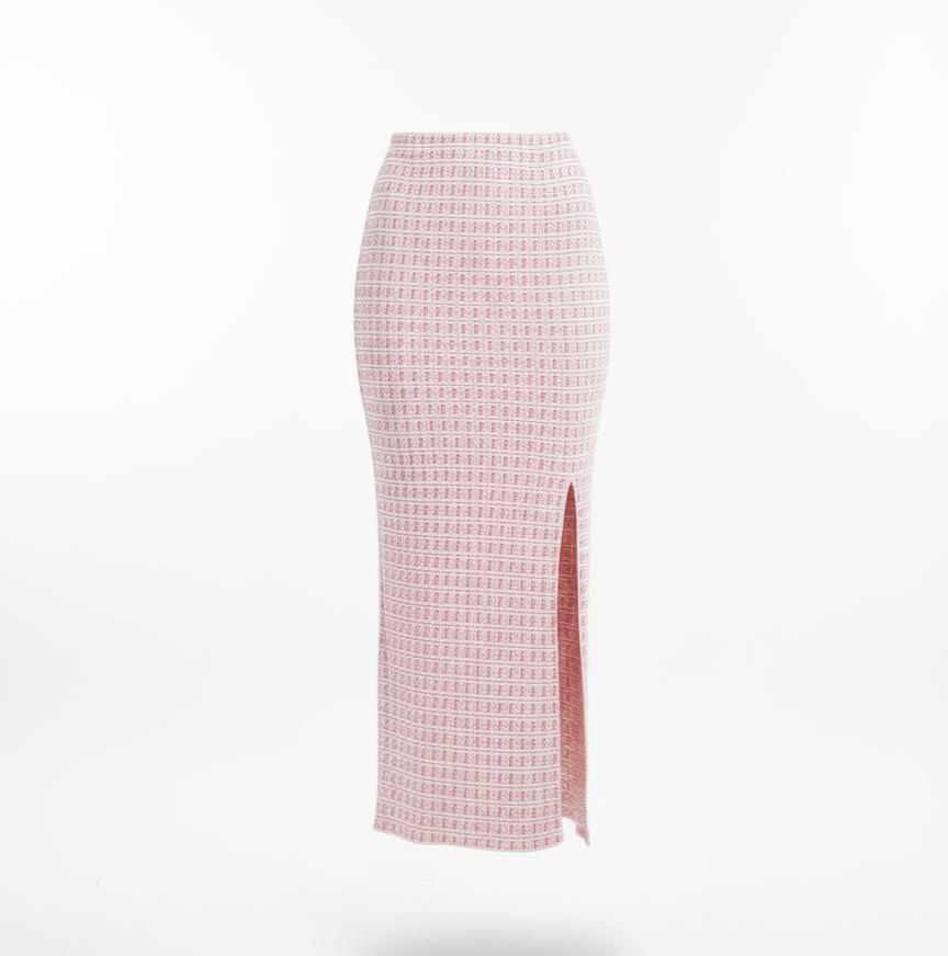 Pink crop top and skirt with logo