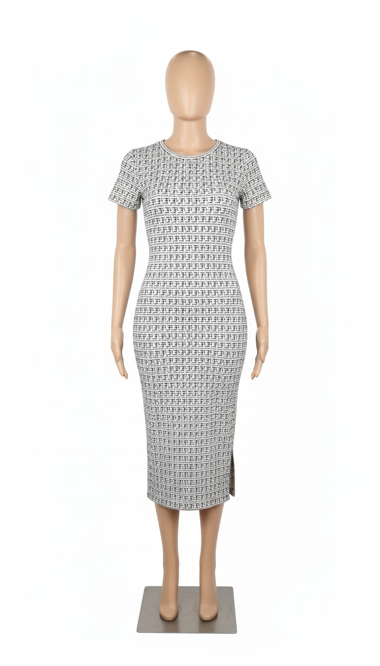 White dress with black logo