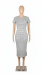 White dress with black logo