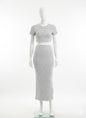 Crop top and long withe skirt with black logo