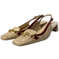 Mary Jane Sandals Beige Brown with gold bukcle