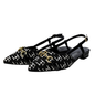 Mule Sandals Black and White with gold bukcle