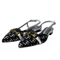 Mule Sandals White and Black with gold bukcle