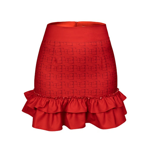 Flouced short skirt Red