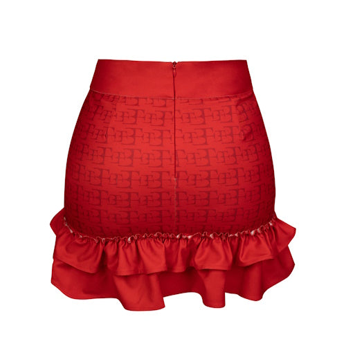 Flouced short skirt Red