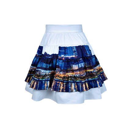 Gode Short Skirt white & blue Cityprint