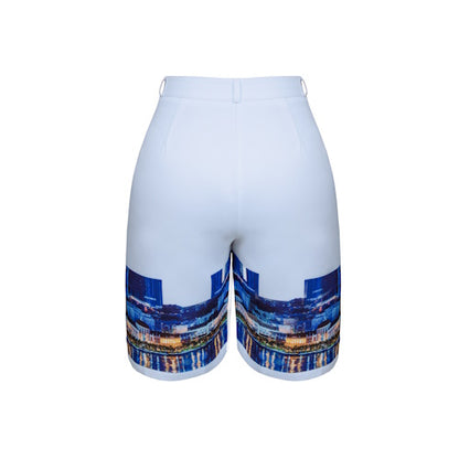 Short Bermuda white & blue Cityprint