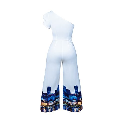 Croptop white & blue Cityprint