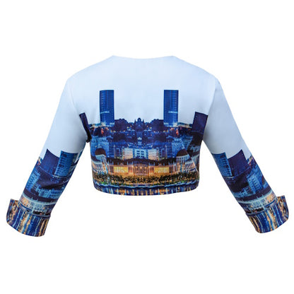 Croptop white & blue Cityprint