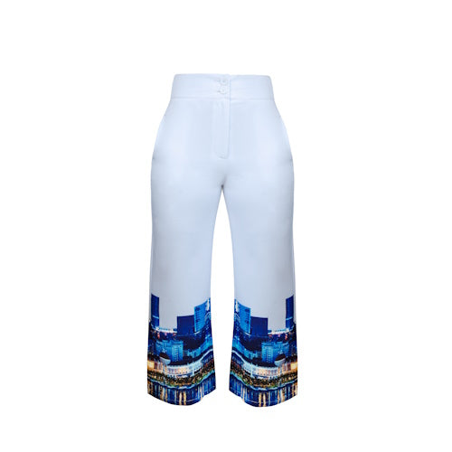 Calça Pantalon branca e azul Cityprint