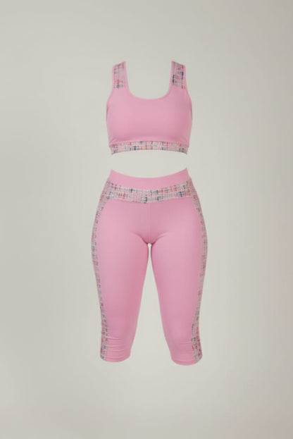 Tracksuit - Leotard and pink cropped with multicolor logo
