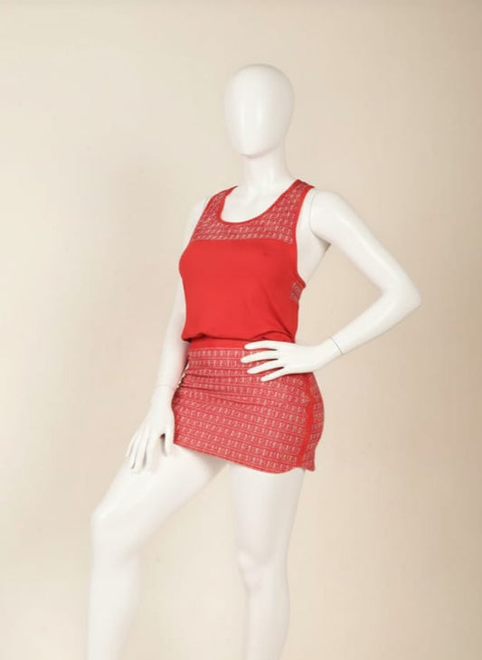 Tracksuit - skirt and red top with white logo