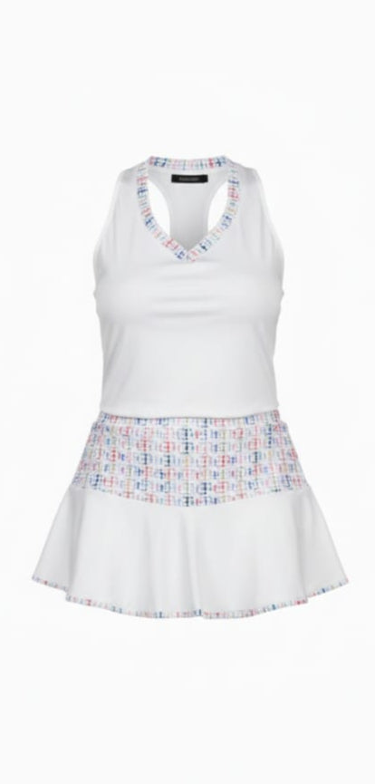Tracksuit - skirt with white top with multicolor logo