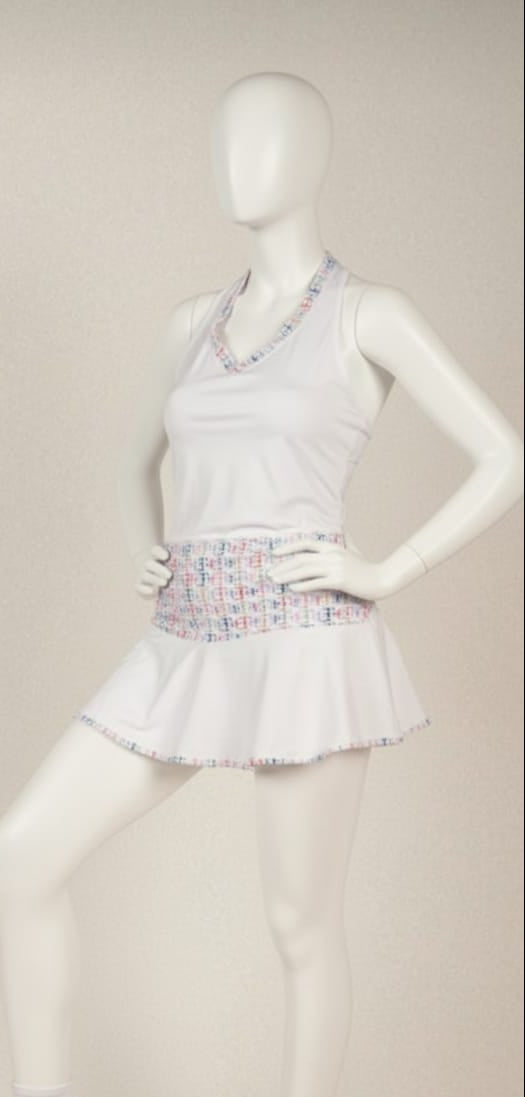 Survêtement - jupe avec haut blanc avec logo multicolore