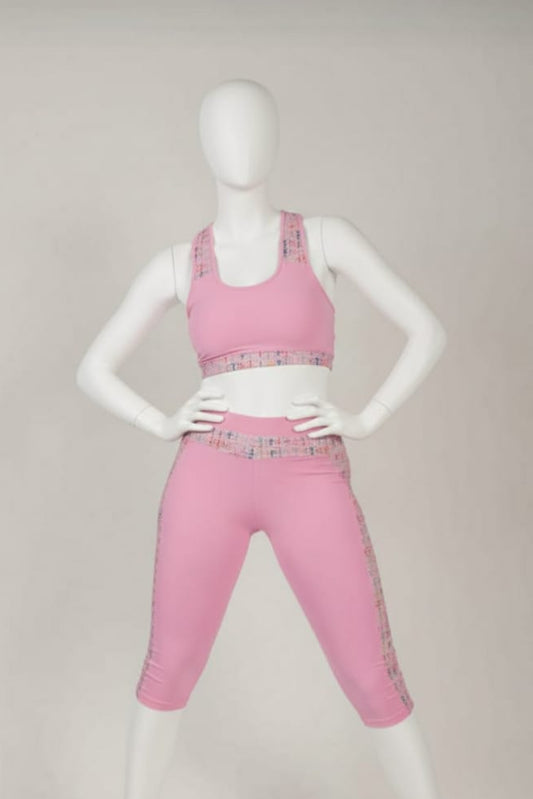 Tracksuit - Leotard and pink cropped with multicolor logo